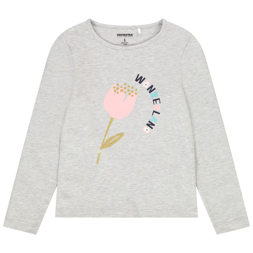 T-shirt manches longues en jersey print fantaisie pour fille Main T-shirt manches longues en jersey print fantaisie pour fille