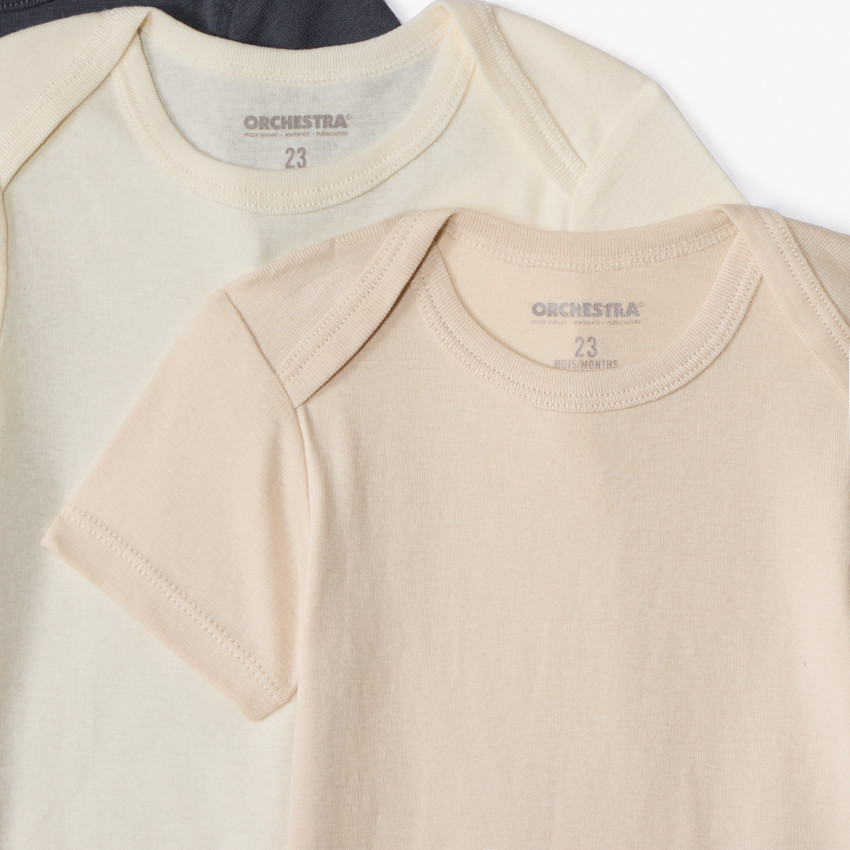 Pack de 5 bodies manga corta lisos para bebé 