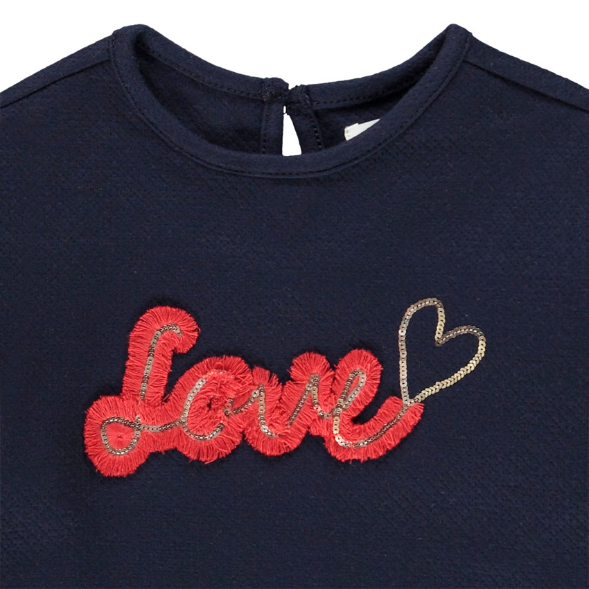 Sweat bi-matière effet 2 en 1 en molleton pour fille Main Sweat bi-matière effet 2 en 1 en molleton pour fille