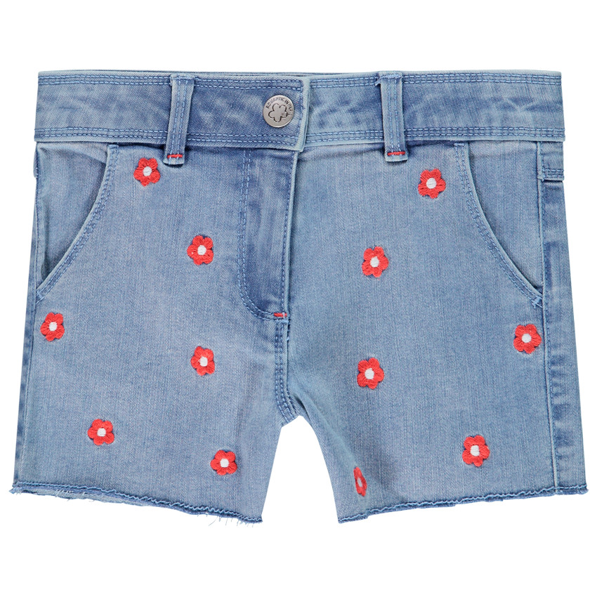 Short vaquero flores bordadas 