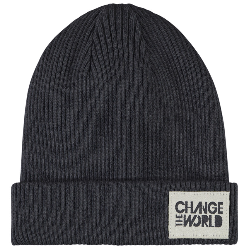 Gorro de punto liso con parche estampado para niño 