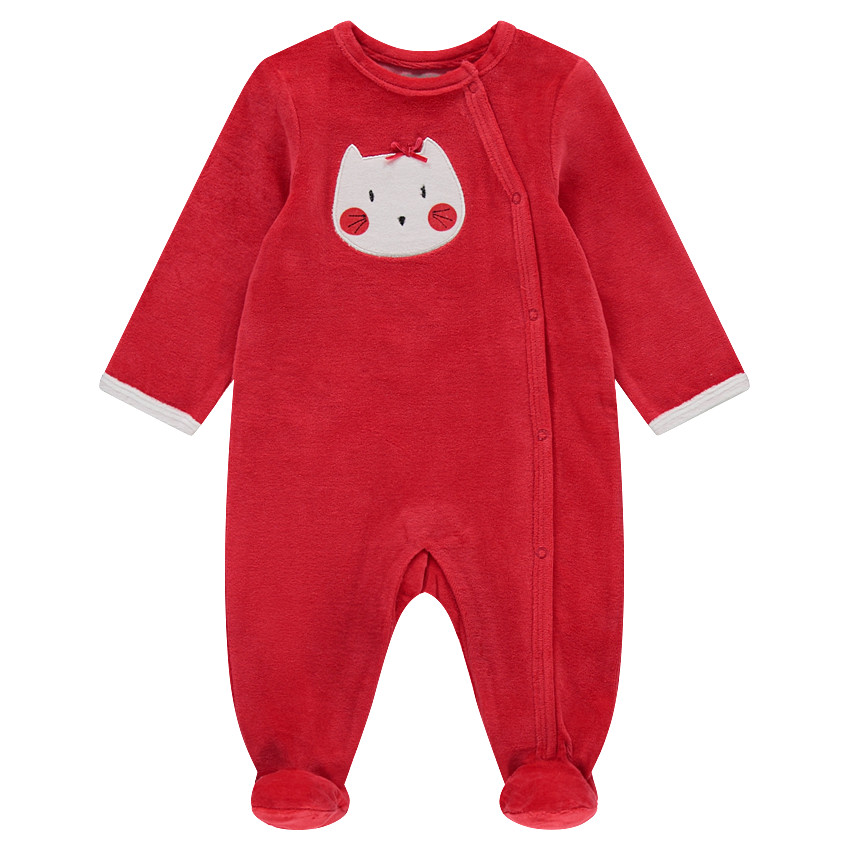 Juego de 2 pijamas de terciopelo liso/con gatos estampados   Additional Juego de 2 pijamas de terciopelo liso/con gatos estampados