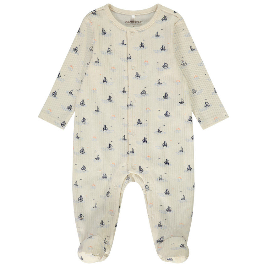 Pelele acanalado estampado veleros para bebé niño 