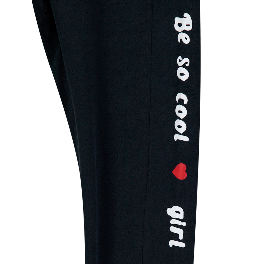 Pantalón de chándal con motivos brillantes y pantalón con inscripciones estampadas 