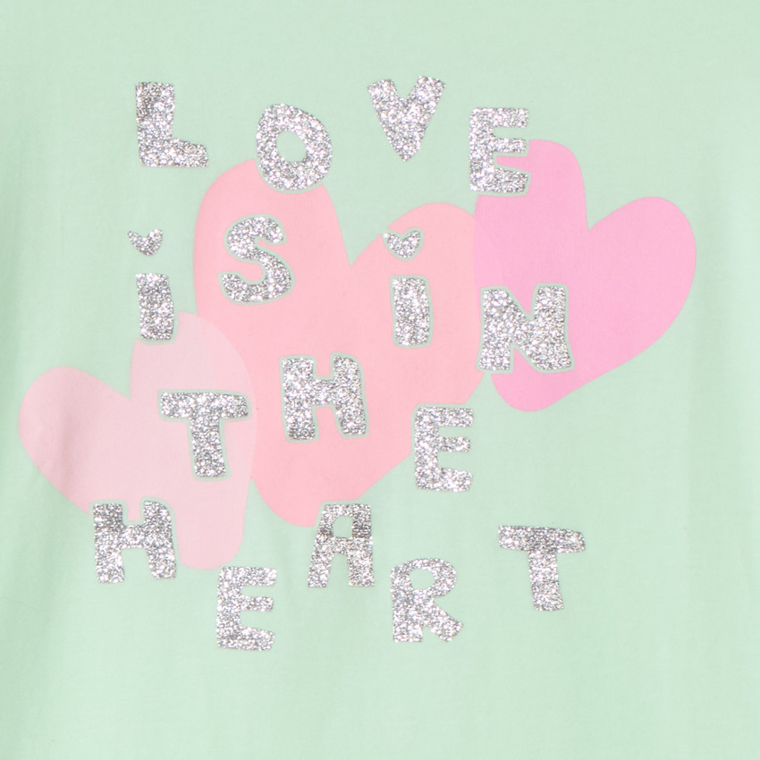 Camiseta de manga corta con estampado y brillos para niña 