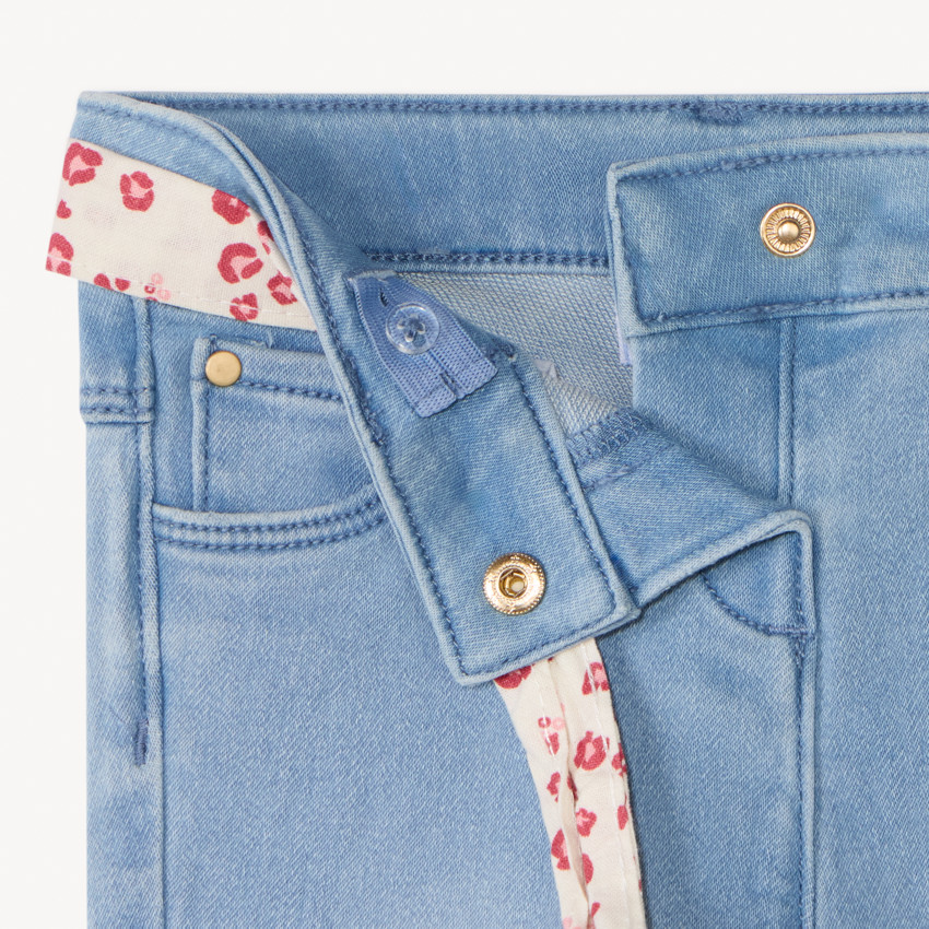 Jeans rectos con cinturón anudado para niña bebé 