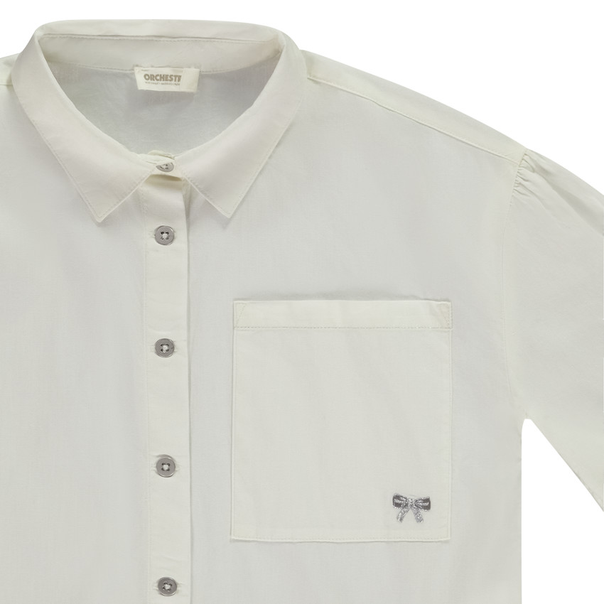 Camisa corta de manga larga abullonada para niña 