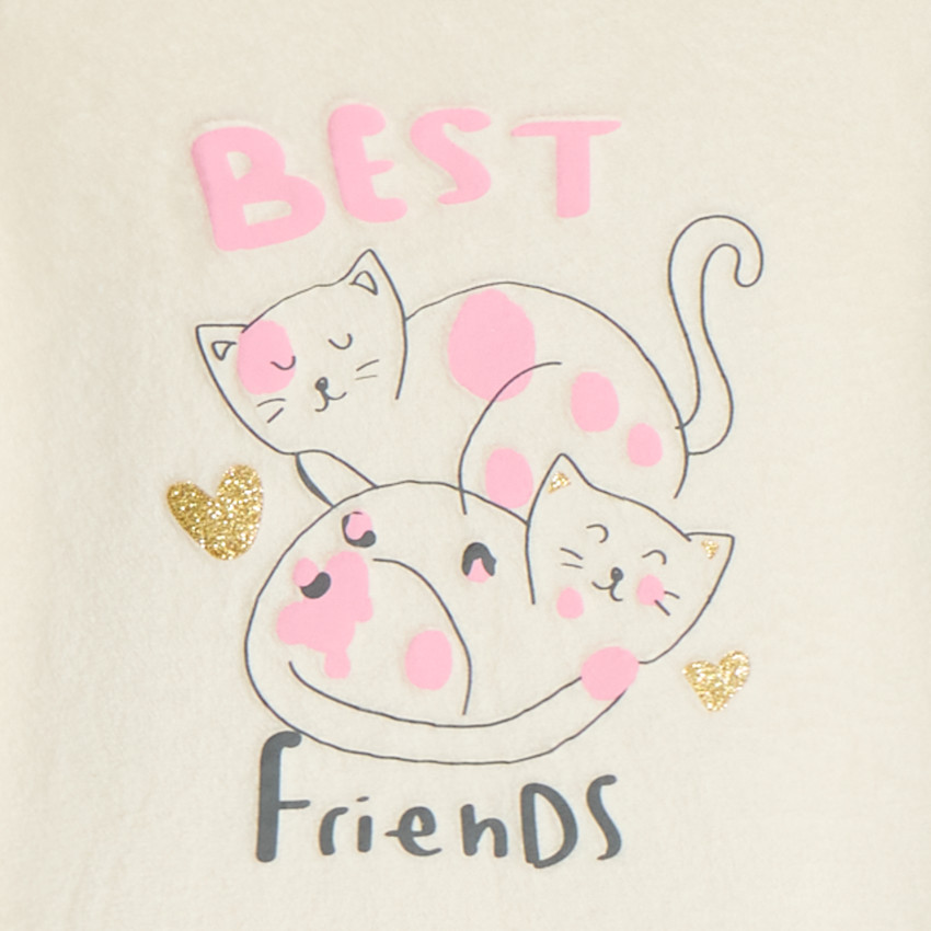 Conjunto pijama 2 piezas sherpa con gato fantasía para niña 