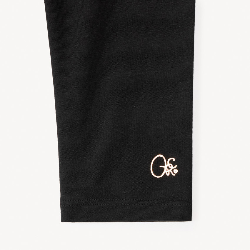 Pack de 2 leggings cortos unis con logo estampado para niña 