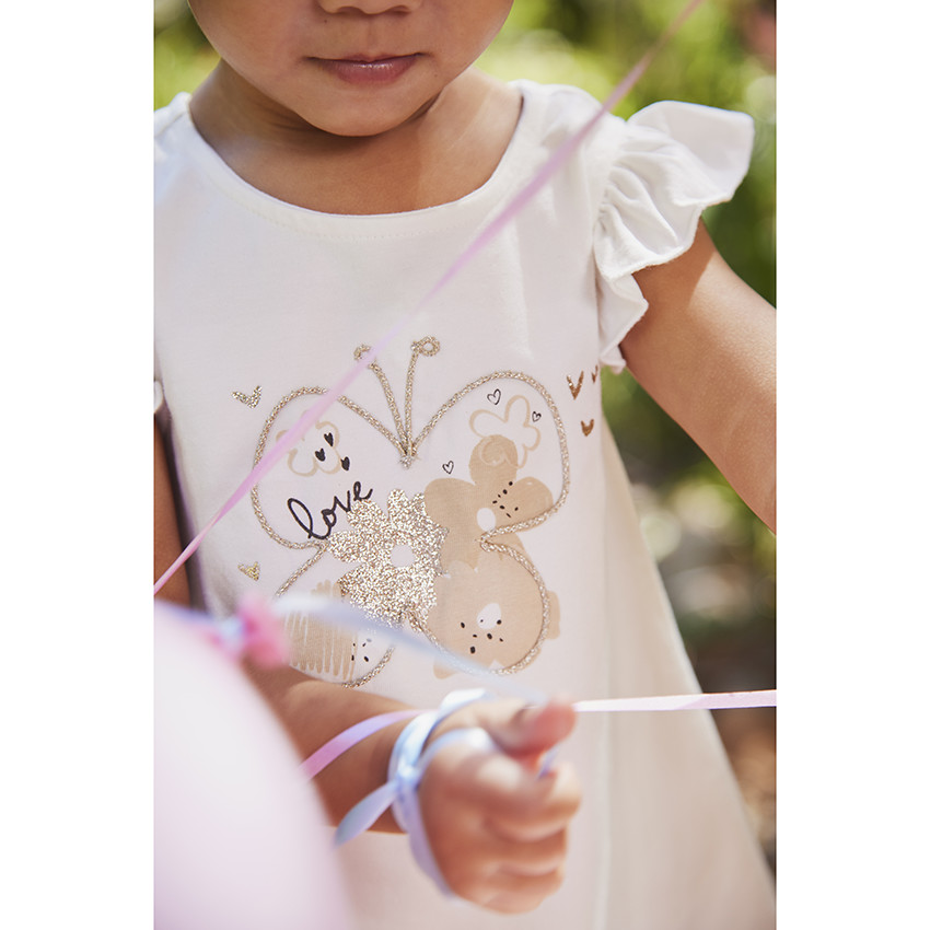 Conjunto de ceremonia con túnica y pantalón impreso para bebé niña 