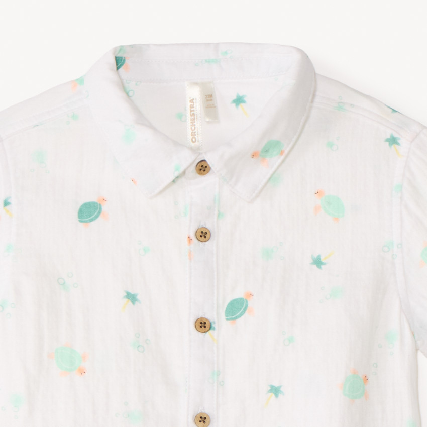 Conjunto de 2 piezas: camisa + pantalones cortos con estampado de tortugas para bebé niño. 
