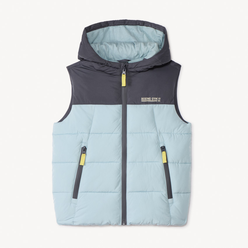 Chaleco acolchado con capucha bicolor para niño 