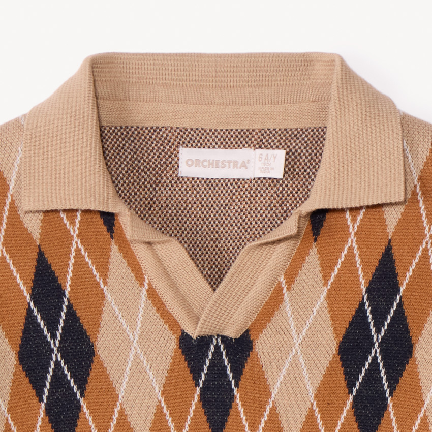 Pull manches longues motif argyle pour garçon  