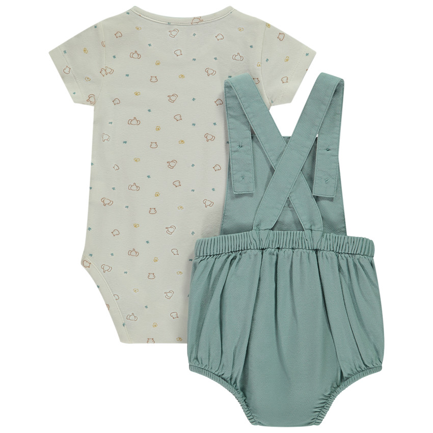 Conjunto de 2 piezas con pelele bordado para bebé niño 