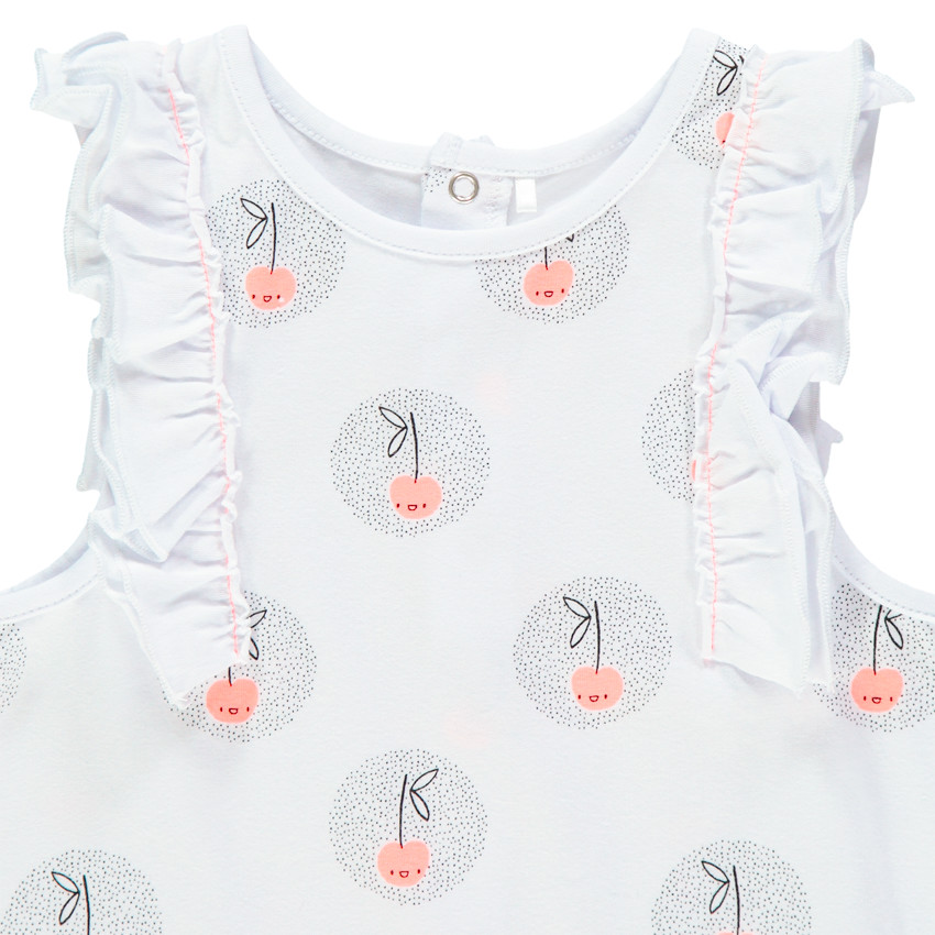 Mono corto motivo cerezas all-over 