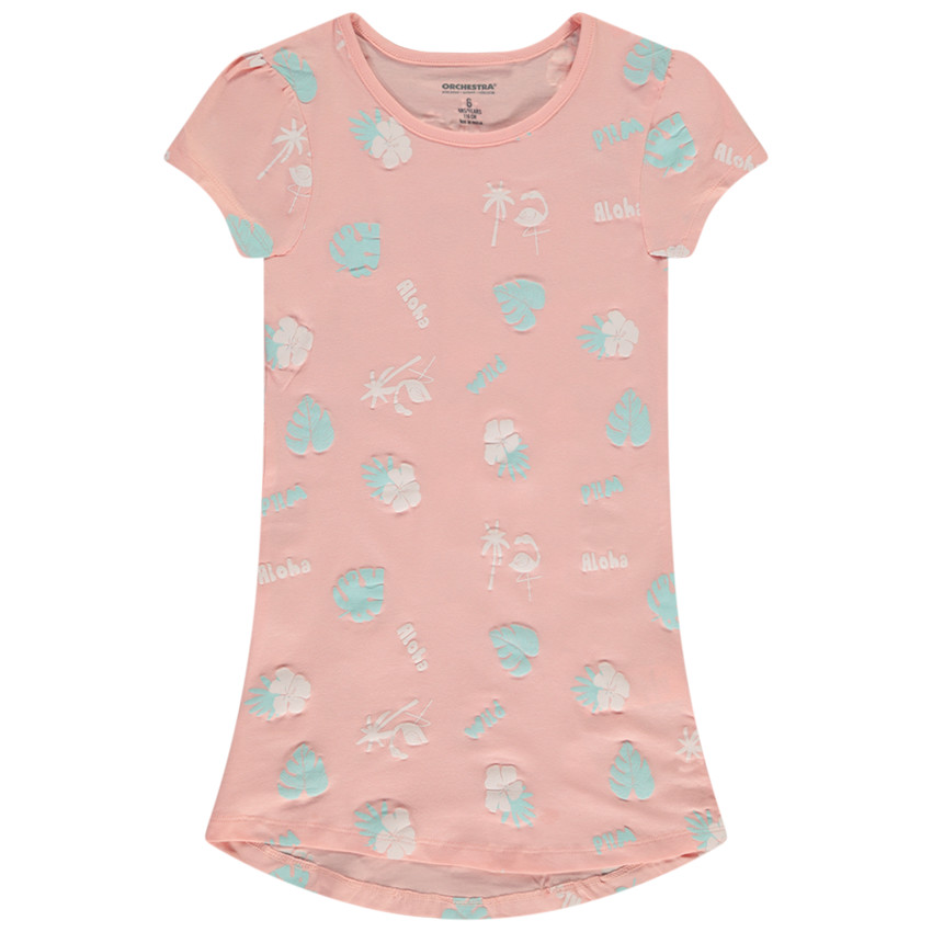 Nuisette de manga corta con estampado vegetal en puff print niña 