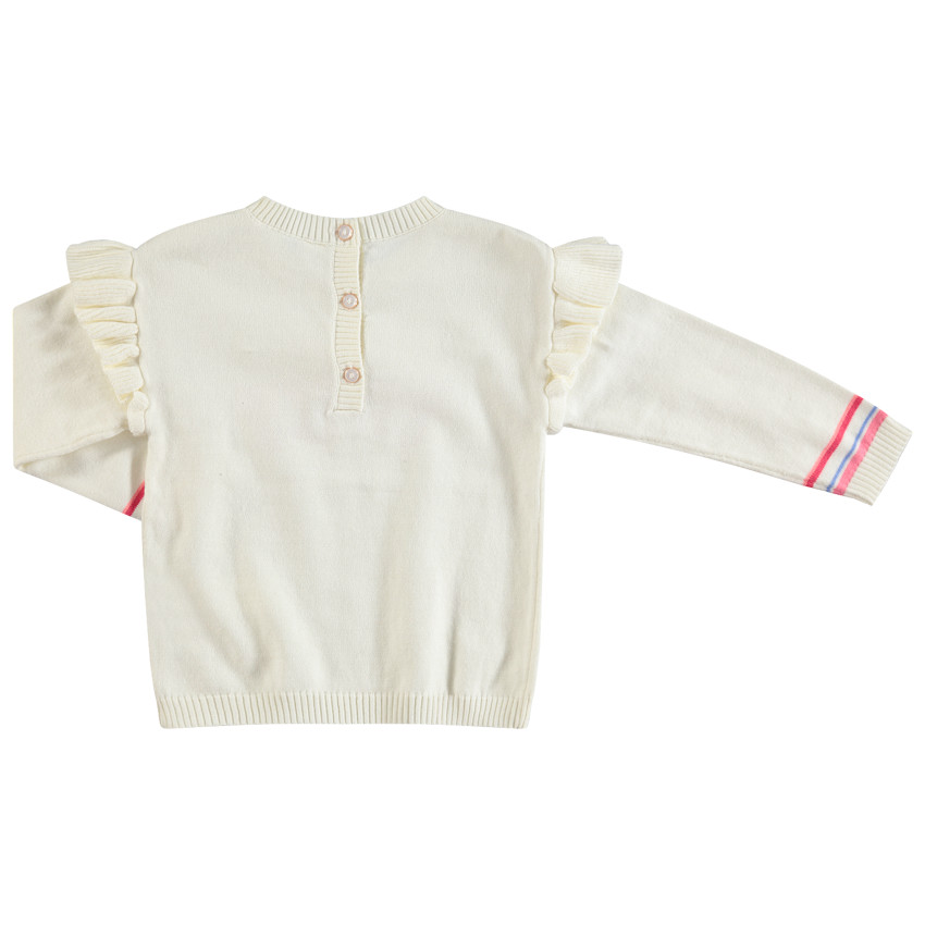 Jersey de punto fino con mangas con volantes y mariposa bordada 