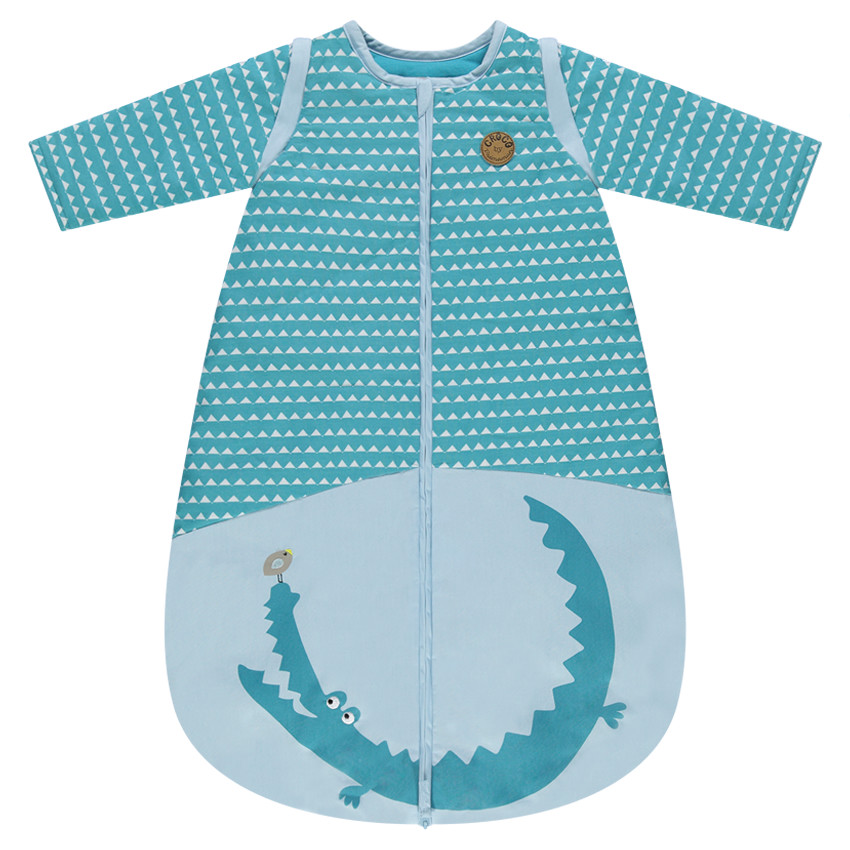 Saco de dormir de popelina con mangas extraíbles y estampado de cocodrilo 