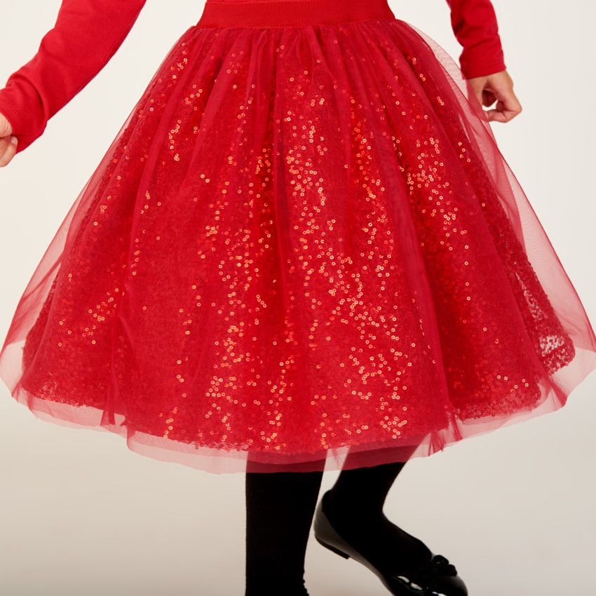 Robe de fête manches longues effet 2 en 1 à sequins pour fille 