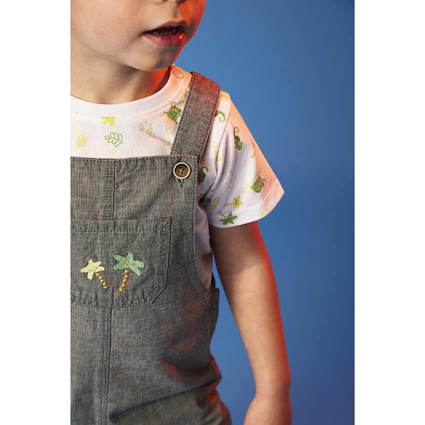 Mono corto con bordados de palmeras para bebé niño 