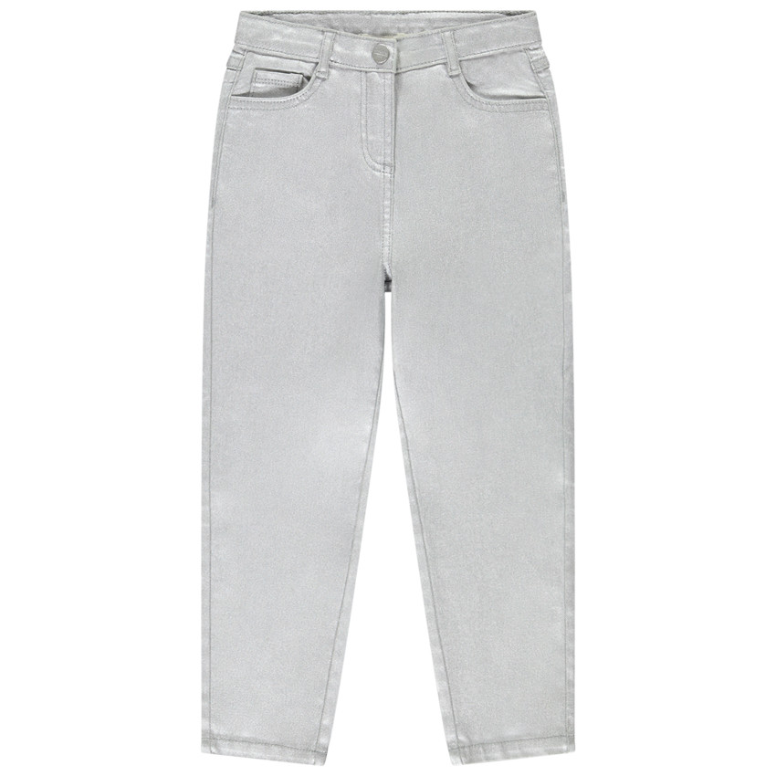 Jeans de corte recto plateados para niña 