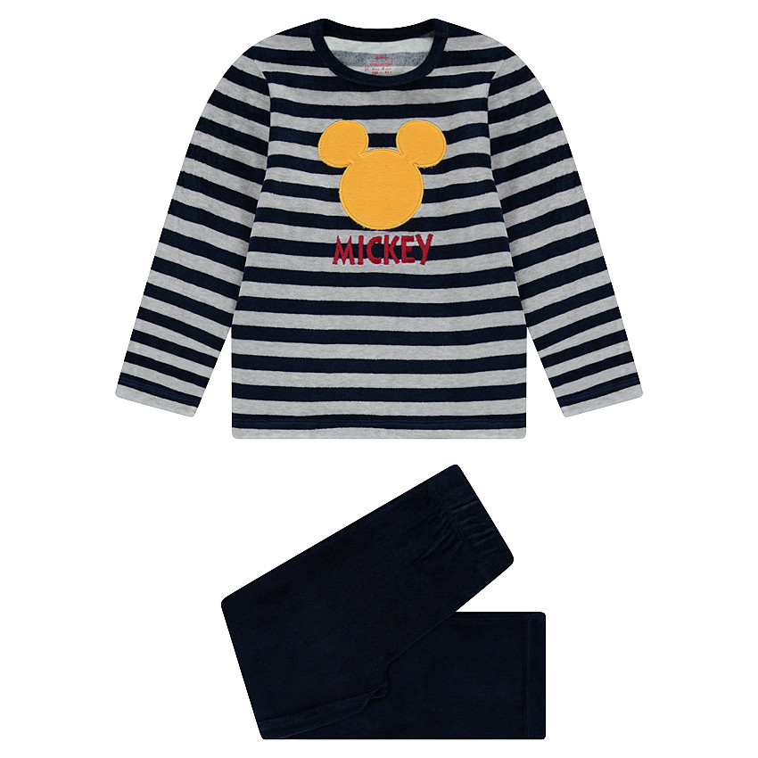 PIjama de terciopelo de rayas ©Disney con imagen de Mickey cosida  