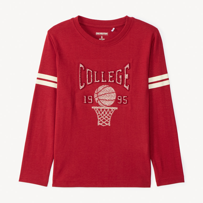T-shirt manches longues print basket en relief pour garçon 