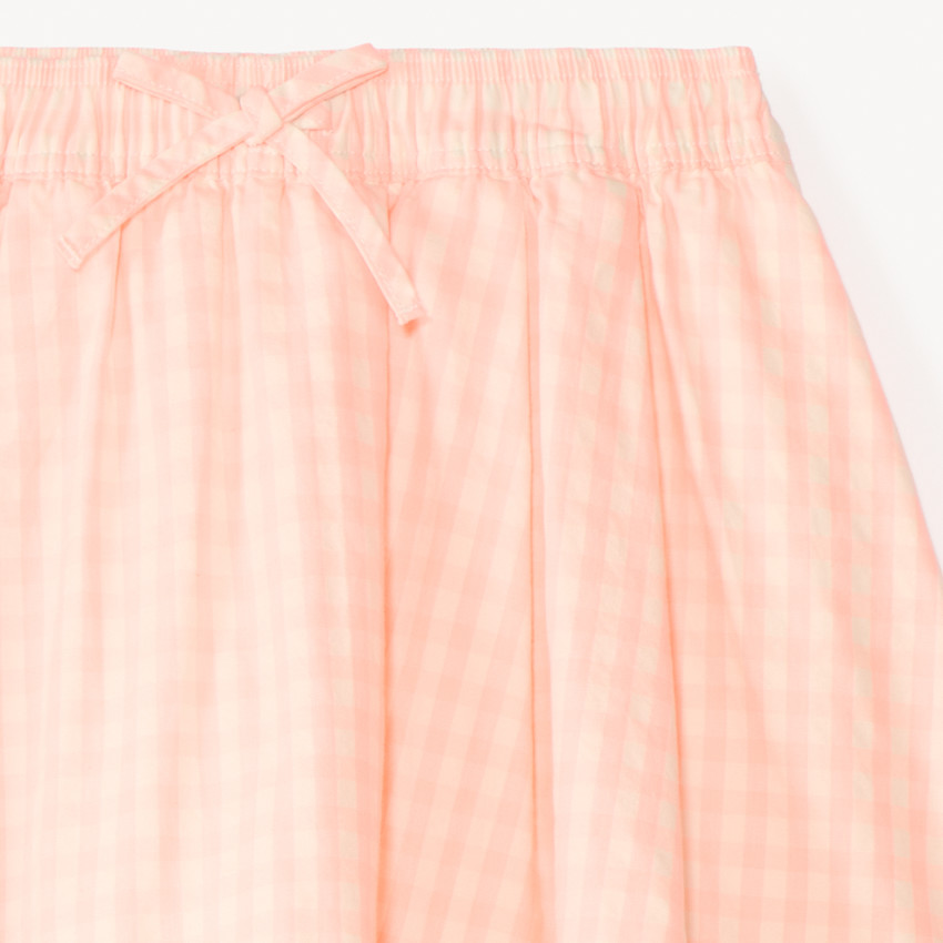 Falda corta de vichy con lazo para niña 