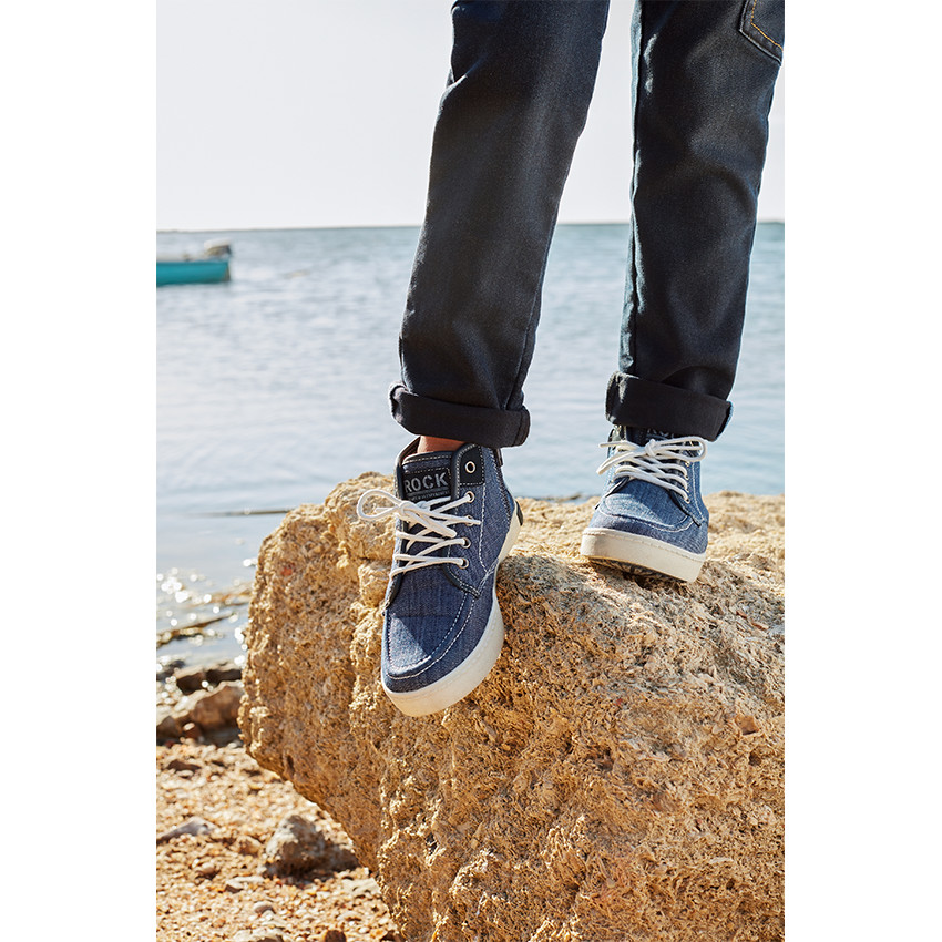 Botas bajas con cordones de jean con cremallera 