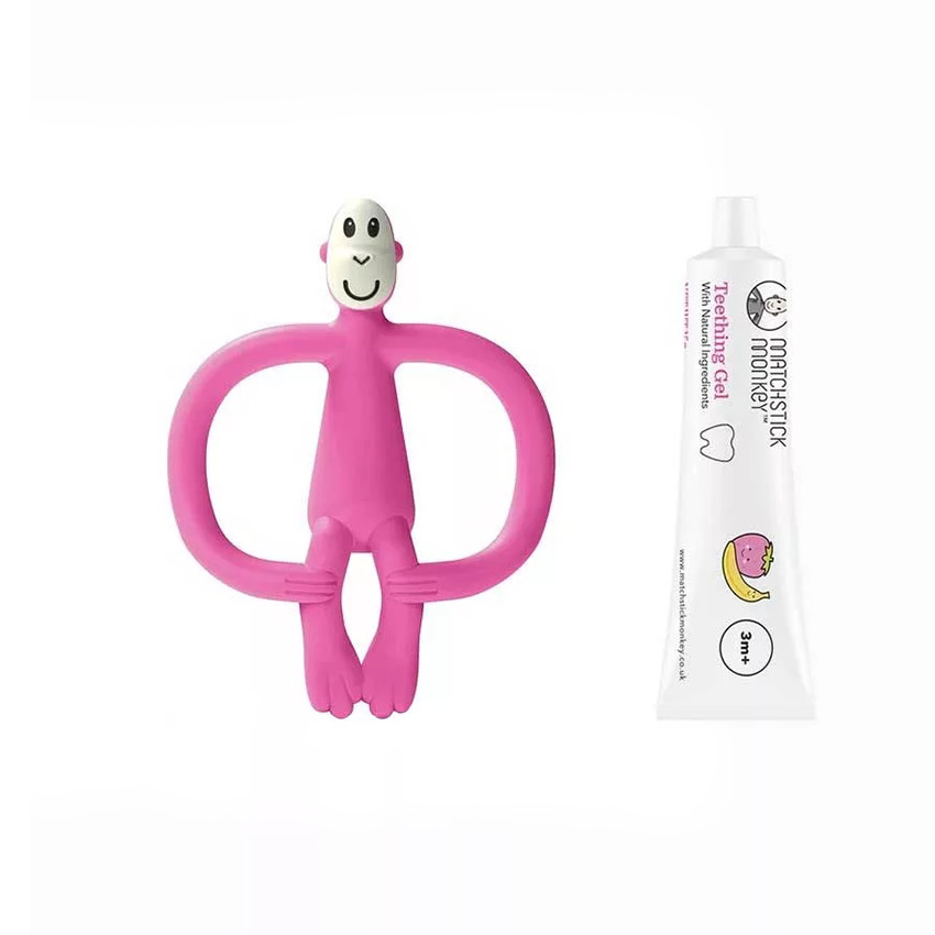 Mordedor Mono rosa + gel dentición 