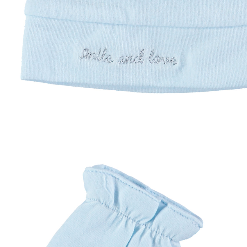 Set de gorro y manoplas de algodón ecológico con bordados  Additional Set de gorro y manoplas de algodón ecológico con bordados