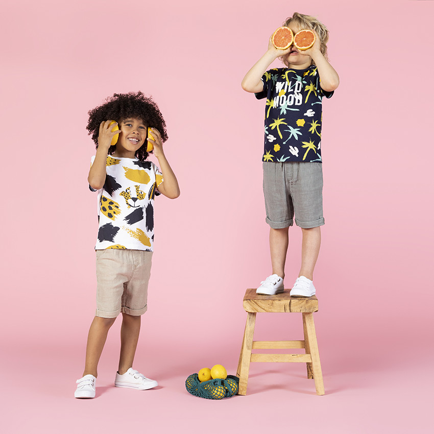 Camiseta manga corta algodón orgánico estampado all-over  