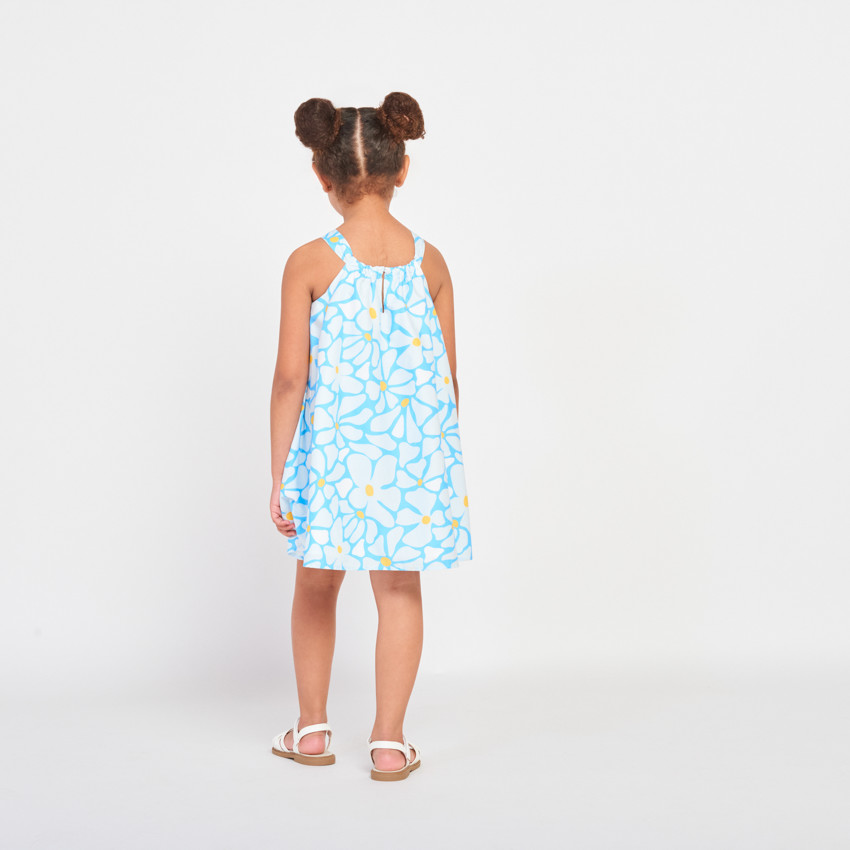 Vestido sin mangas estampado de flores planas para niña 
