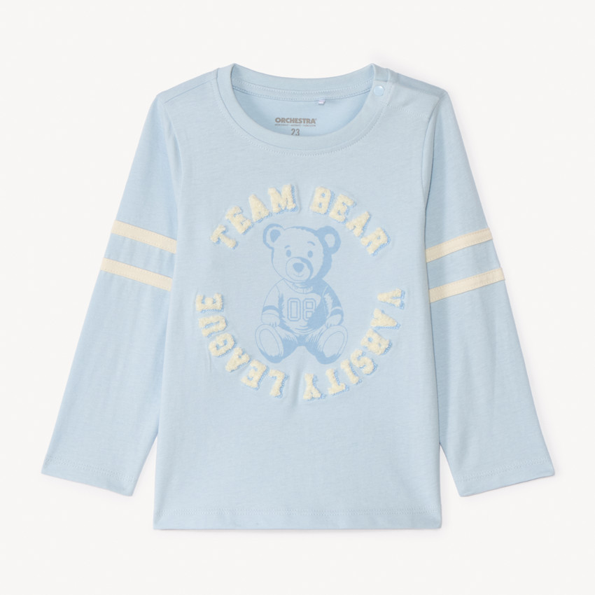 Camiseta de manga larga con estampado de oso para bebé niño 