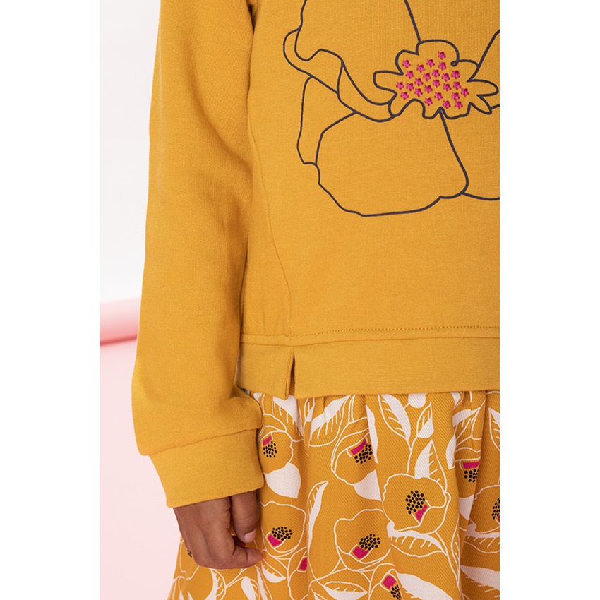 Robe manches longues bi-matière effet 2 en 1 en molleton et lyocell doublée en coton Main Robe manches longues bi-matière effet 2 en 1 en molleton et lyocell doublée en coton