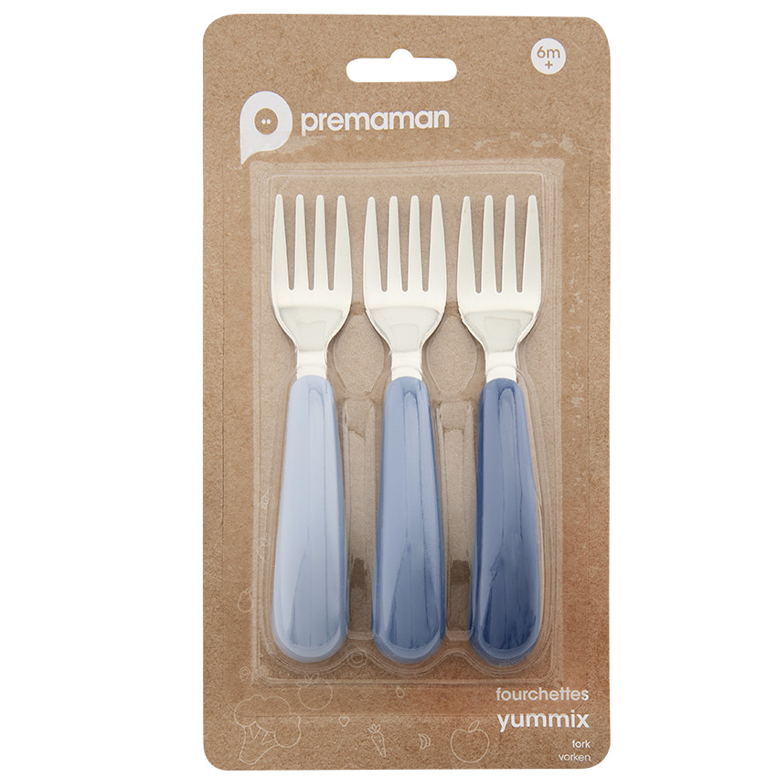 Lote de 3 tenedores de metal Yummix azul 