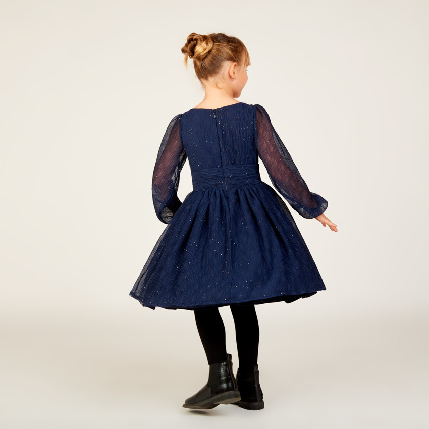 Robe de fête manches longues en crêpe pailletée pour fille 