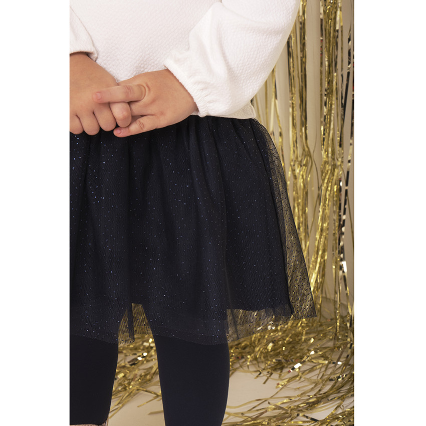 Robe de Fêtes bi-matière pour bébé fille Main Robe de Fêtes bi-matière pour bébé fille