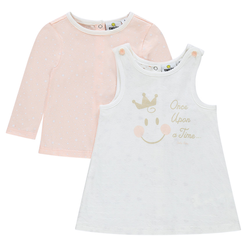 Conjunto vestido sin mangas y camiseta con estampado ©Smiley Baby 