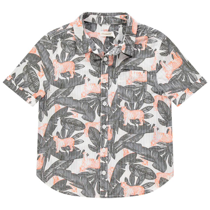 Camisa manga corta estampado vegetal 