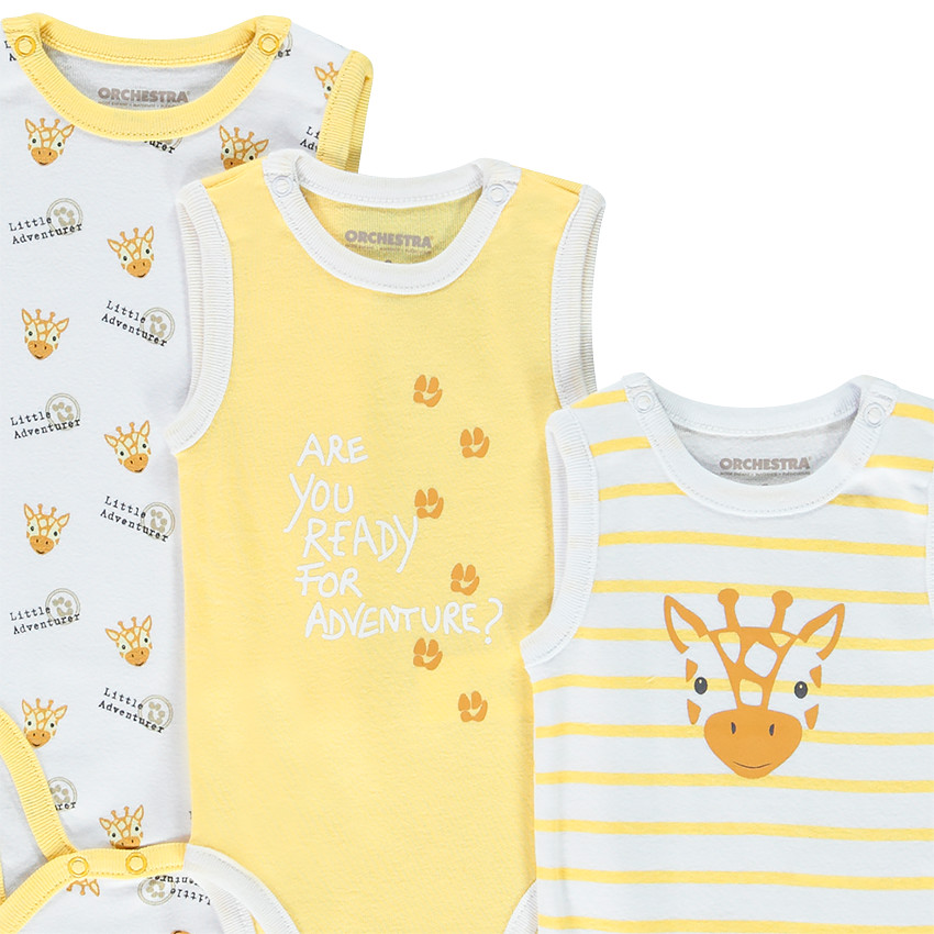 Pack de 5 bodies estampados de jirafas para bebé niño 