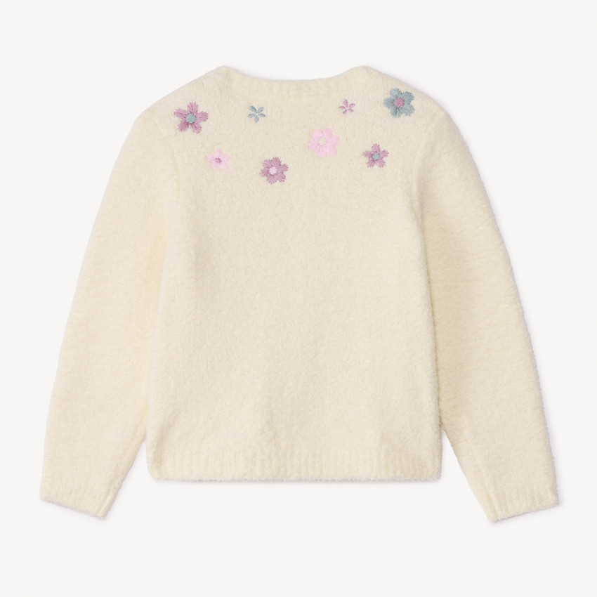 Gilet en tricot à fleurs brodées pour bébé fille 