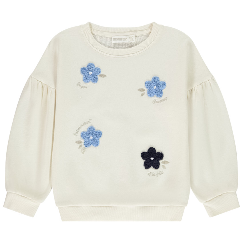 Sudadera oversize con parches de bucles y flores para niña 