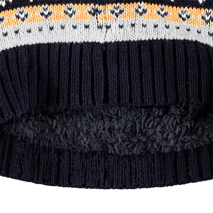 Gorro de punto con forro de borreguillo y dibujo de jacquard de fantasía 