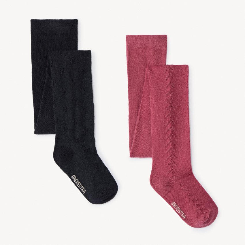 Pack de 2 leotardos gruesos de punto para niña 