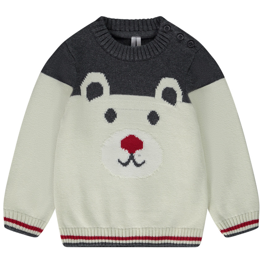 Suéter de punto con estampado de oso para bebé niño 