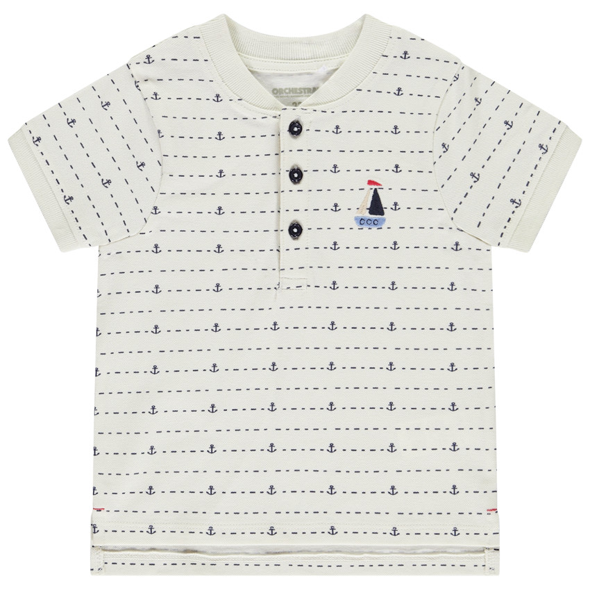 Polo de manga corta con estampado de anclas para bebé niño 