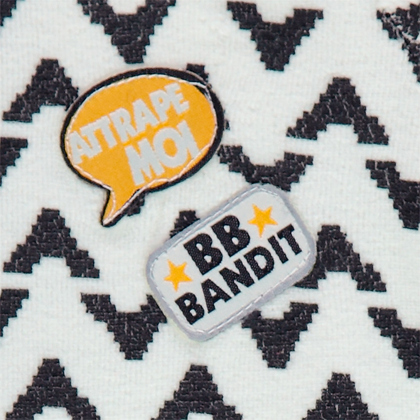 Juego de 2 pijamas con cremallera de terciopelo liso, con dibujo de máscara y estampado all-over 