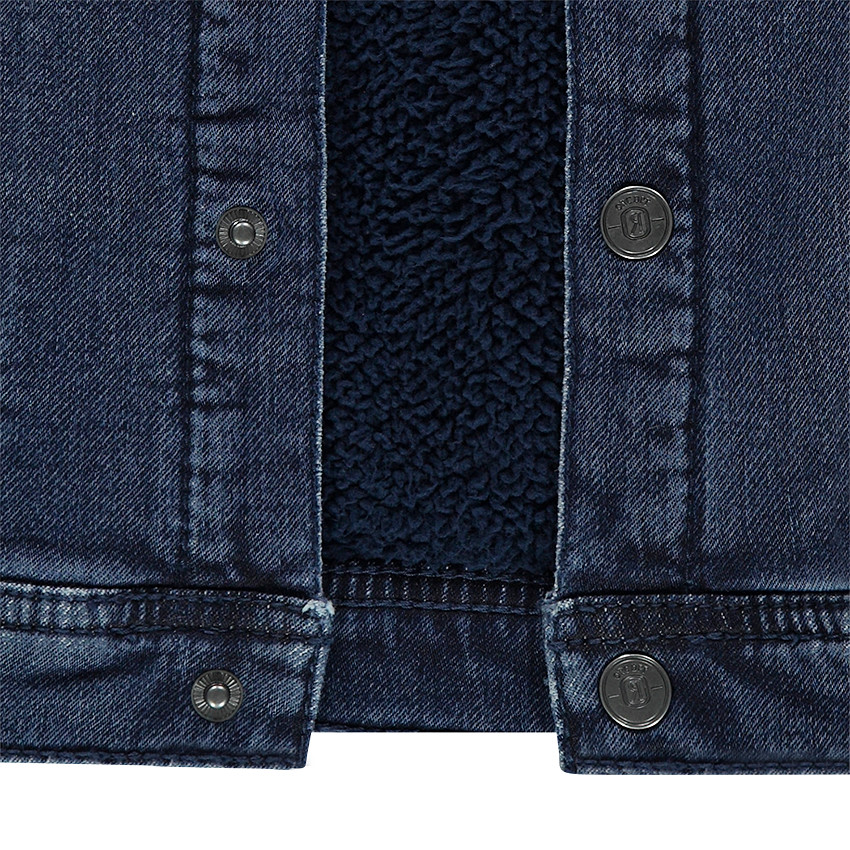 Chaqueta de felpa de efecto vaquero desgastado 