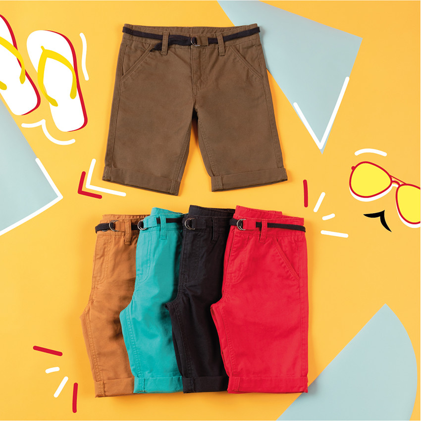 Bermudas de algodón lisas con cinturón ajustable  Additional Bermudas de algodón lisas con cinturón ajustable